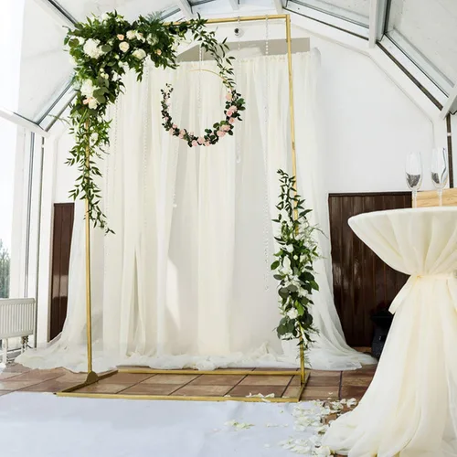 Miniatura 3 de Paquete de 2 anillos de aro de metal grandes de 14 pulgadas con diseño floral de macramé dorado para hacer coronas de boda y manualidades