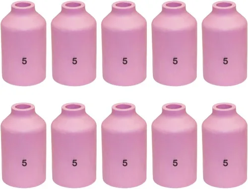 Miniatura 5 de WeldingCity Paquete de 10 vasos de cerámica con lente de gas de alúmina 54N14 (#8, 1/2") para soplete de soldadura TIG Serie 17, 18 y 26