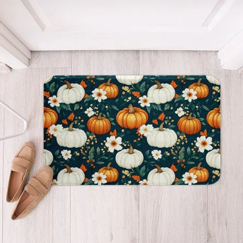 Miniatura 24 de Erosebridal Thanksgiving Turkey Bathroom Rugs - Fall Leaves Pumpkin Bath Mat for Kids Adults, Vintage Autumn Harvest Door Mat 16 x 24 Inch Rustic