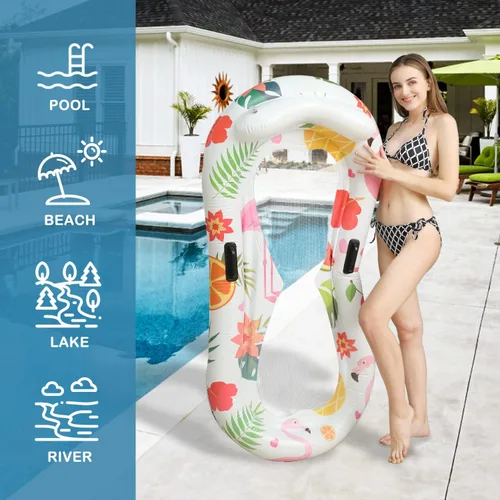 Miniatura 5 de Flotador inflable de piscina con patrón de flamencos, juguetes grandes para piscina, flotadores de playa de verano, flotadores de natación, juguetes