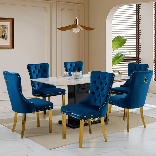 Miniatura 158 de SoarFlash Juego de 4 sillas de comedor de terciopelo, silla lateral de respaldo alto, silla lateral tapizada moderna de alta gama con capitoné
