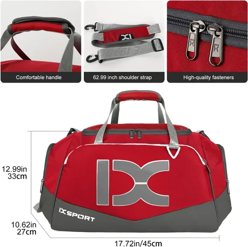Miniatura 2 de INOXTO Bolsa de deporte de fitness con compartimento para zapatos impermeable bolsa de viaje para mujeres y hombres Rojo