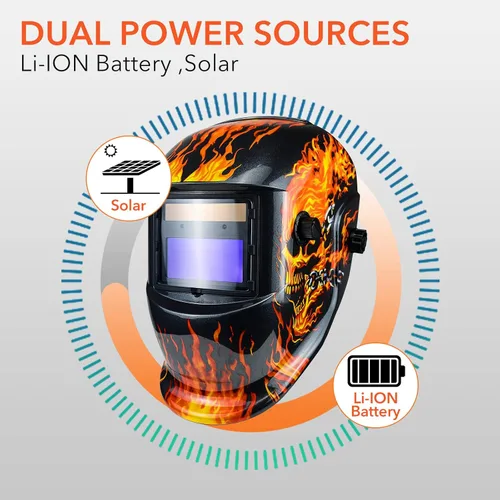Miniatura 6 de TRQWH Casco de soldadura con luz de color verdadero y oscurecimiento automático para hombres, capucha de soldadura con energía solar con 2 sensores