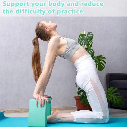 Miniatura 3 de 20 bloques de yoga de 9 x 6 x 3 pulgadas, bloques de espuma EVA de alta densidad, bloques de ejercicios de espuma de yoga que mejoran el equilibrio