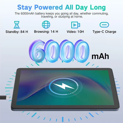 Miniatura 6 de Tablet Android 15 de 10.1 pulgadas con Gemini AI, Octa-Core 12 GB de RAM 128 GB ROM (expansión de 2 TB), tabletas de pantalla táctil HD grande