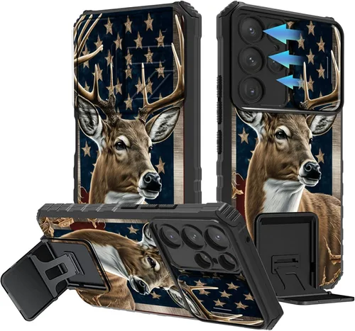 Miniatura 675 de Funda para Samsung Galaxy S22 Ultra 5G, Galaxy S22 Ultra con cubierta de cámara deslizante, funda resistente de doble capa con función atril Black