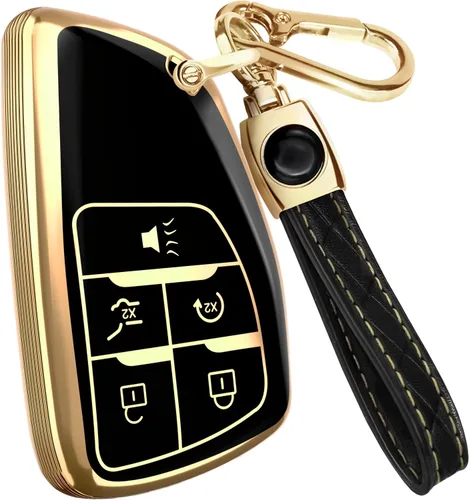 Miniatura 15 de Lucrum Funda para llavero GMC y Chevy y llavero de cuero, funda de TPU para Suburban Acadia Sierra Tahoe Yukon - 2014-2025