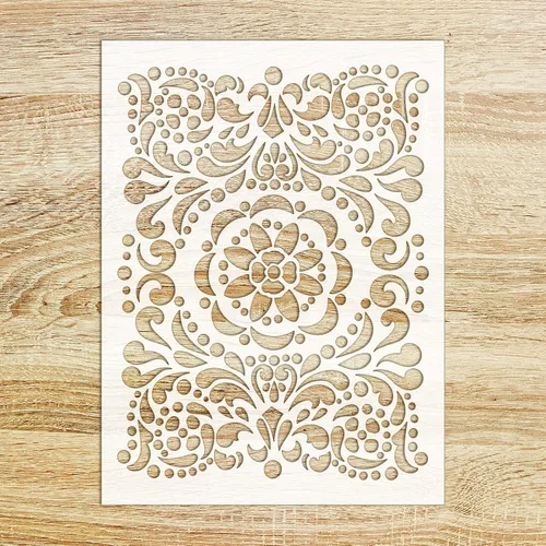 Plantilla de plantilla decorativa con patrón de flores decorativas FLONZ de 6 x 8 pulgadas para pintura de pared, álbumes de recortes y decoración