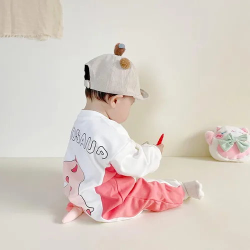 Miniatura 5 de TONWHAR Mameluco unisex de manga larga para bebé, overol de algodón de una pieza con estampado animal para niños y niñas