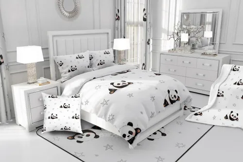 Miniatura 7 de Feelyou Juego de edredón de panda de dibujos animados para niños, edredón de animales lindos para niños y niñas, juego de ropa de cama kawaii panda