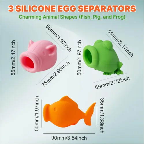 Miniatura 3 de Separador de yema de huevo, silicona de grado alimenticio, apto para lavavajillas para cocinar/hornear. Traga y libera yema de huevo cruda