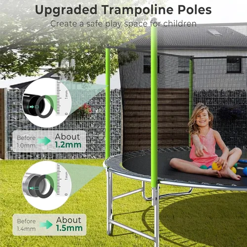 Miniatura 2 de Lyromix - Cama elástica mejorada de 16 pies, 15 pies, 14 pies, 12 pies, 10 pies y 8 pies para exteriores con aro de baloncesto y red, capacidad