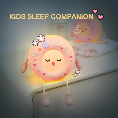 Miniatura 5 de Lámpara de dona - Regalo de luz nocturna LED de silicona para niños y niñas, luz nocturna linda recargable para decoración de habitación de niños