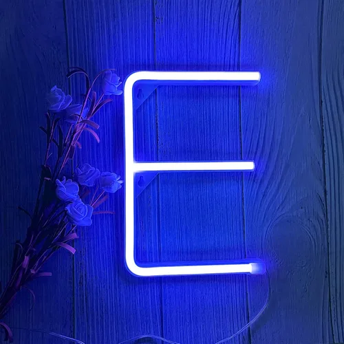 Miniatura 11 de ENUOLI Letreros de neón LED en azul con letras de neón para decoración de pared, luz nocturna, funciona con pilas o USB, letras de neón LED