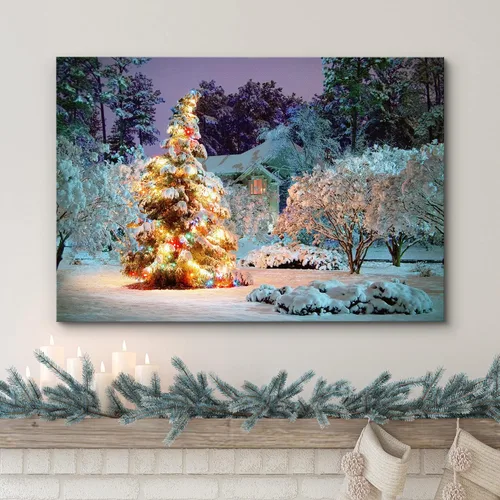 Miniatura 2 de wall26 Lienzo Impreso Arte de Pared Papá Noel Árbol de Navidad Chimenea Celebraciones y Fiestas Ilustración Decorativa Arte Moderno Escénico