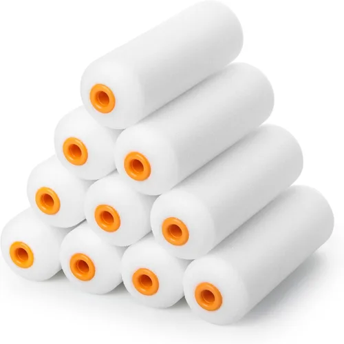 VOOMEY Mini rodillo de pintura, rodillo de pintura pequeño, rodillo de pintura de espuma de 4 pulgadas con extremos cubiertos de espuma, paquete de