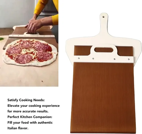 Miniatura 4 de Pala de madera deslizante para pizza con agarre cómodo, ligera para hornear pizza casera, LUCKDANO9DZYVF7I8G