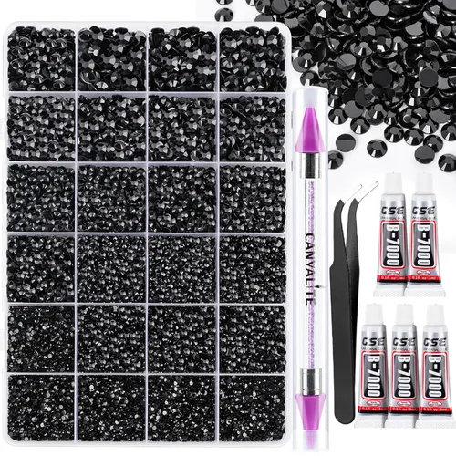 Miniatura 20 de Canvalite 5000 diamantes de imitación de resina para manualidades con pegamento de joyería B7000 de 0.3 fl oz, 1 caja de cristales de diamante