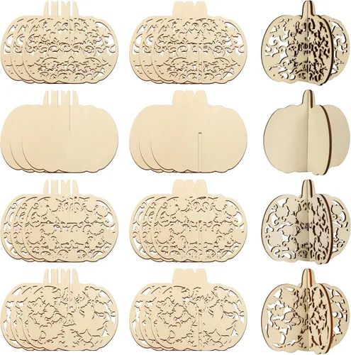 Miniatura 16 de COCHIE Manualidades de madera de primavera de flores 3D para pintar, rebanadas de madera sin terminar pintables para manualidades, recortes