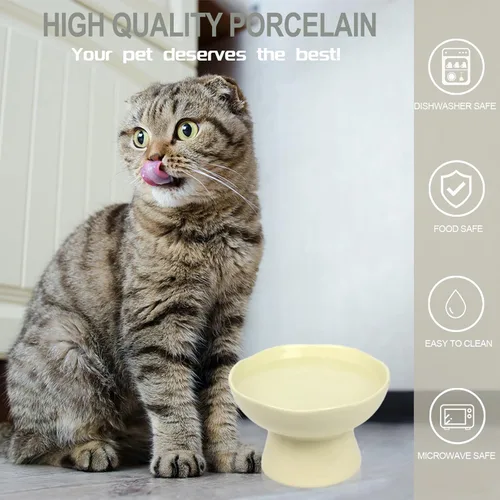 Miniatura 5 de Cuencos elevados para gatos de 6.1 pulgadas de ancho y 1.57 pulgadas de profundidad, cuencos de agua de cerámica para gatos de cara plana, comedero