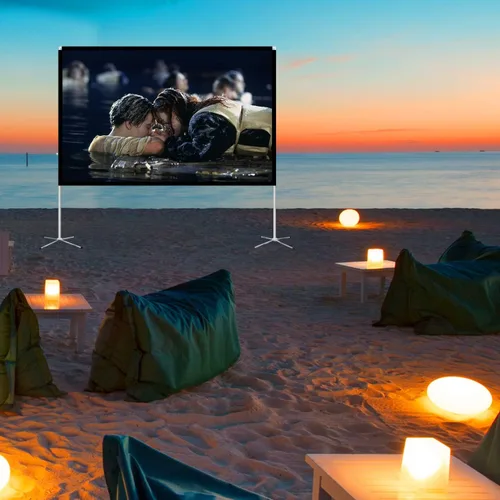 Miniatura 2 de Pantalla de proyector y soporte de 100 pulgadas, pantalla de proyección portátil al aire libre 16:9 4K HD, pantalla de proyección de película