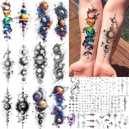 Miniatura 16 de COKTAK 64 hojas grandes de tatuajes temporales de brazo negro para hombres, antebrazo, mujeres, muslo, media manga, animales, león, tigre, lobo