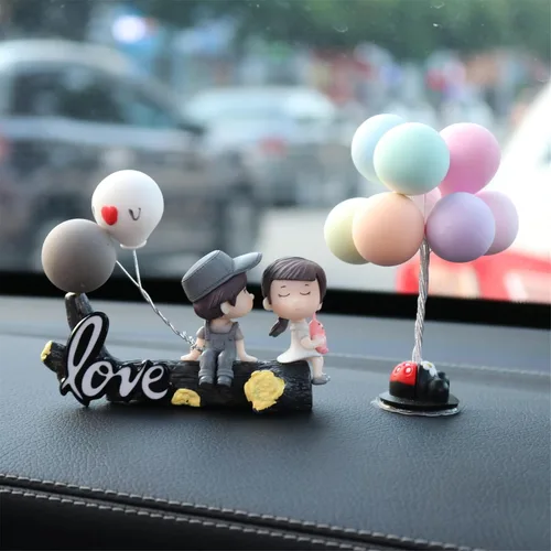 Miniatura 15 de Lindos adornos para parejas, bonita decoración de automóvil, bonita decoración de automóvil para pareja, figura de acción, adorno navideño para 1