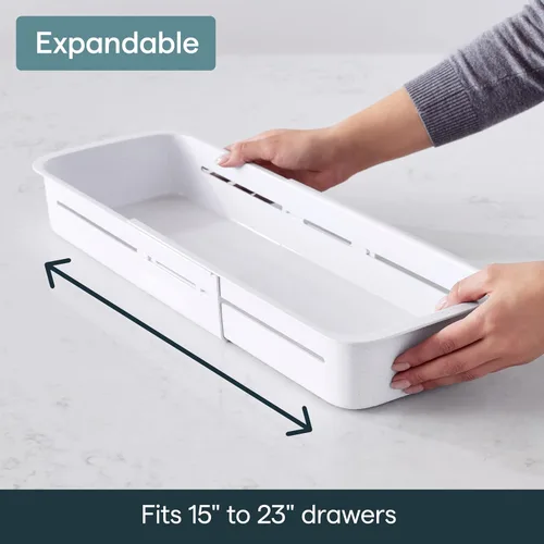 Miniatura 3 de YouCopia DrawerFit - Cajonera deslizante, organizador de almacenamiento de cocina expandible y ajustable, color blanco moteado