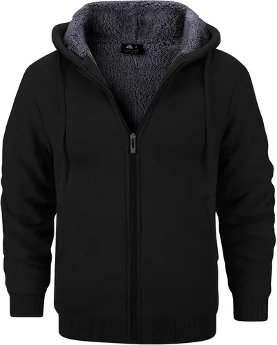 GEEK LIGHTING Sudadera con capucha y cremallera para hombre, forro polar, chaqueta gruesa con capucha para invierno, cálida sudadera atlética