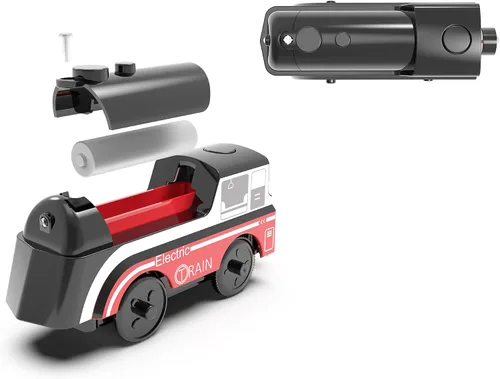 Miniatura 9 de Tren operado por batería para pista de madera, tren motorizado para niños de 3 años o más, set de juguete de 3 trenes eléctricos compatible