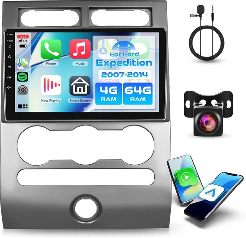 Miniatura 9 de Estéreo de coche Android de 4 núcleos+64G para Ford Expedition 2007-2014 (A/C) inalámbrico Carplay Android Auto, radio de pantalla táctil de 9