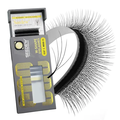 Miniatura 49 de Extensiones de pestañas con doble punta 3D, rizo D de 0.003 in, mezcla de 0.315-0.591 in, 12 filas por bandeja, tallo plano 3DD en forma de W