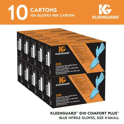 Miniatura 2 de Kleenguard™ G10 Comfort Plus™ - Guantes de nitrilo azules (54185), 4 mil, ambidiestros, compatibles con pantalla táctil, XS (100 guantes/caja)