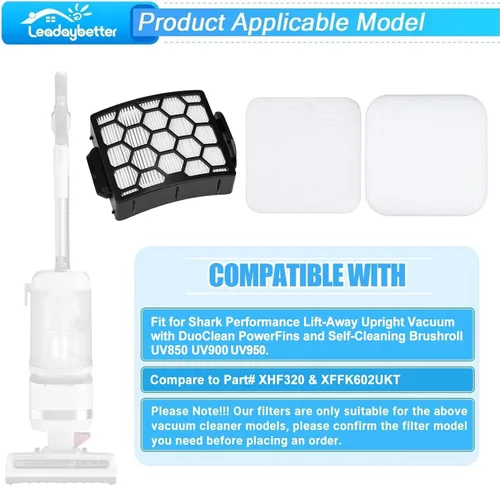 Miniatura 2 de Leadaybetter UV900 Filtros de Reemplazo para Aspiradora Shark Performance Lift-Away UV850 UV950 DuoClean Vertical, Comparar con la Parte # XHF320 &