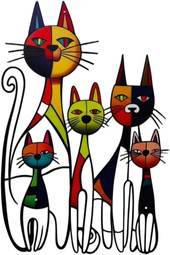 JBCHUCI Arte de pared de gato de metal retro de mediados de siglo, decoración de escultura de hierro para el hogar, sala de estar, dormitorio,