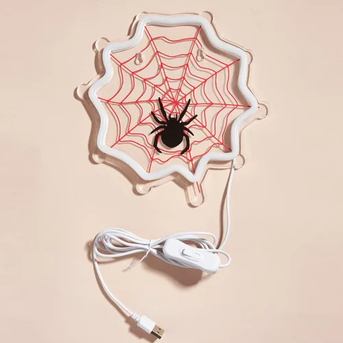 Miniatura 10 de Letrero LED de neón para Halloween, luz de neón alimentada por USB, luz nocturna de Halloween, decoración de arte de pared 3D, lámpara de neón