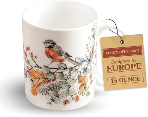Miniatura 202 de Maison d' Hermine Taza de café con asas, tazas de porcelana fina de hueso, paquete de dos tazas de té para bebidas calientes, capuchino, latte, 015
