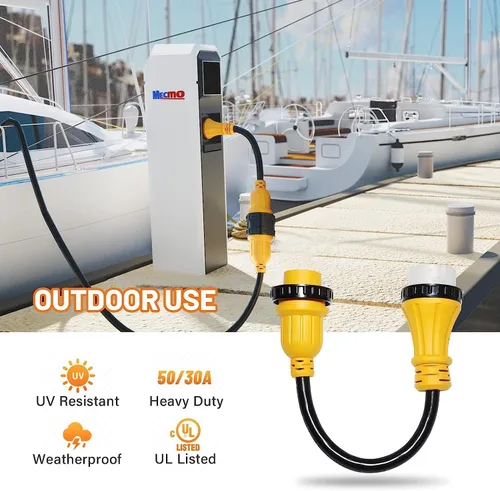 Miniatura 9 de MECMO Cable adaptador de corriente marina de 50 amperios a 30 amperios, enchufe marino 50A SS2-50P a L5-30R RV 30A Receptáculo hembra adaptador