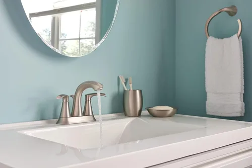 Miniatura 7 de Moen Graeden Spot Resist - Grifo de baño central de níquel cepillado de 2 manijas y 4 pulgadas