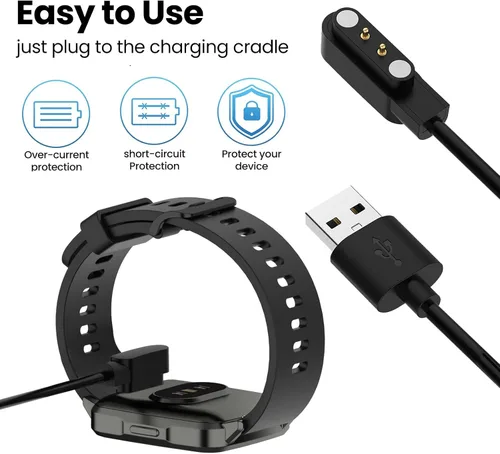 Miniatura 2 de Para reloj inteligente militar cargador K27 K28 K55 C20 C16 Smartwatch Cable de carga (negro y negro)