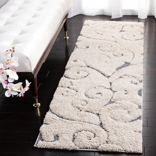 Miniatura 17 de SAFAVIEH - Alfombra de la colección Florida Shag - 10 pies redonda, color crema y beige, diseño de pergamino, no suelta pelusa y fácil de limpiar