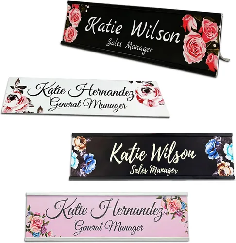 Placa de identificación personalizada de 2 x 8 pulgadas para escritorio, placa de identificación de escritorio de oficina personalizada con bonito