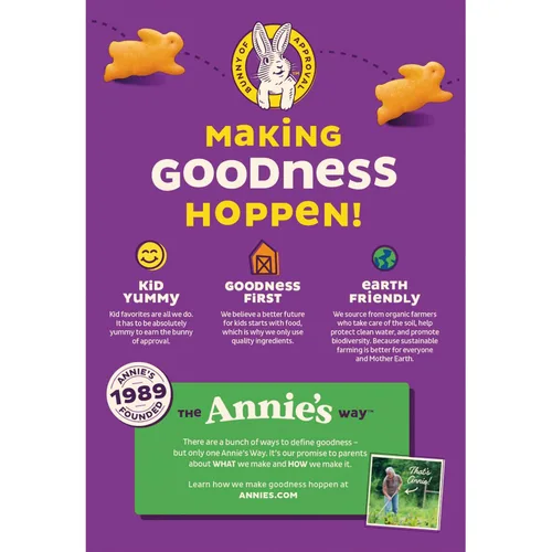 Miniatura 3 de Annie's Organic Cheddar Bunnies - Conejitos horneados de queso cheddar, Graham Snacks