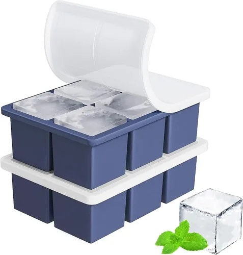 Miniatura 12 de Bandeja grande para cubitos de hielo para whisky: FDDBI Molde grande cuadrado para cubitos de hielo para cóctel - Paquete de 3 bandejas de silicona