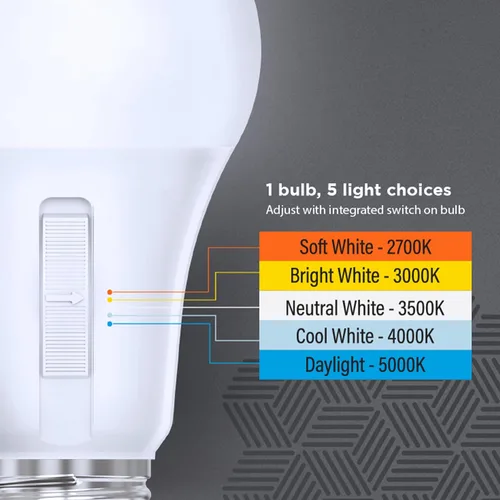 Miniatura 4 de Bombilla LED A19 de Feit Electric, equivalente a 100 W, no regulable, 5CCT, base media E26, CRI 90, 1500 lúmenes, blanco ajustable, vida útil
