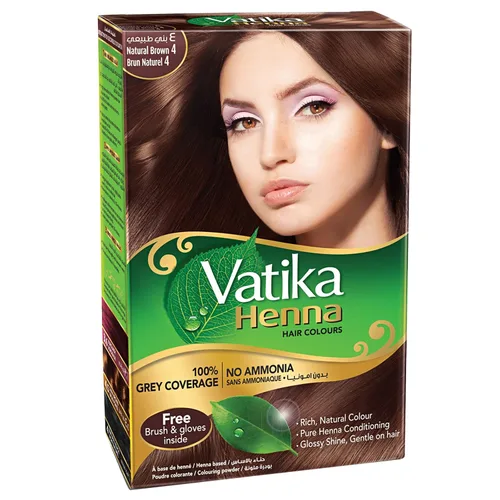 Tinturas para cabello Vatika Henna, a base de henna, 2.1 oz, Natural Marrón