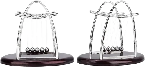 Miniatura 5 de Bolas de equilibrio clásicas Newton Cradle 5 bolas de acero de péndulo Ulum para oficina y educación escolar Newton bolas de cojinete oscilante (L)