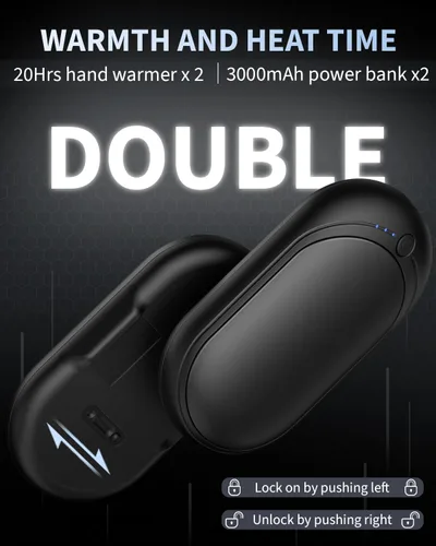 Miniatura 4 de Hand Warmers Rechargeable, KNIFOD 2 Pack 6000mAh Portable Electric Handwarmers, Reusable USB Pocket Heater Great for Raynauds, Hunting, Golf, Negro
