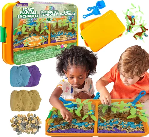 Made By Me Set de juego sensorial jumbo de 60 piezas que cambian de color del bosque tropical encantado, divertidos contenedores sensoriales para