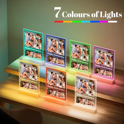 Miniatura 6 de Marcos de fotos personalizados con foto, marco de fotos personalizado con luz nocturna, marco de fotos personalizado, regalos de aniversario